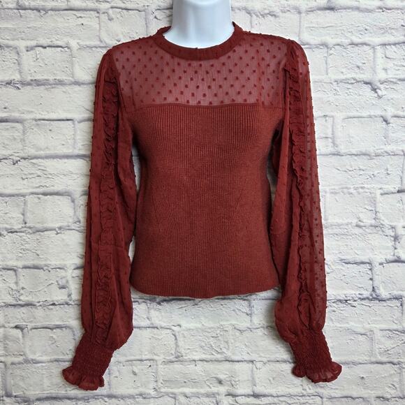 🌼Sam Edelman Womens Size XS Sweater Top Sheer Sleeves (size tag missing) 🌼 - Picture 1 of 14